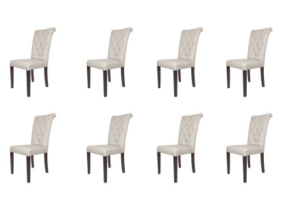 8x Chairs Chair Set Armchair Lehn Design Upholstery Leather Textile Dining Living Room